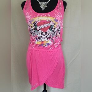 Pink Graphic Tank Dress